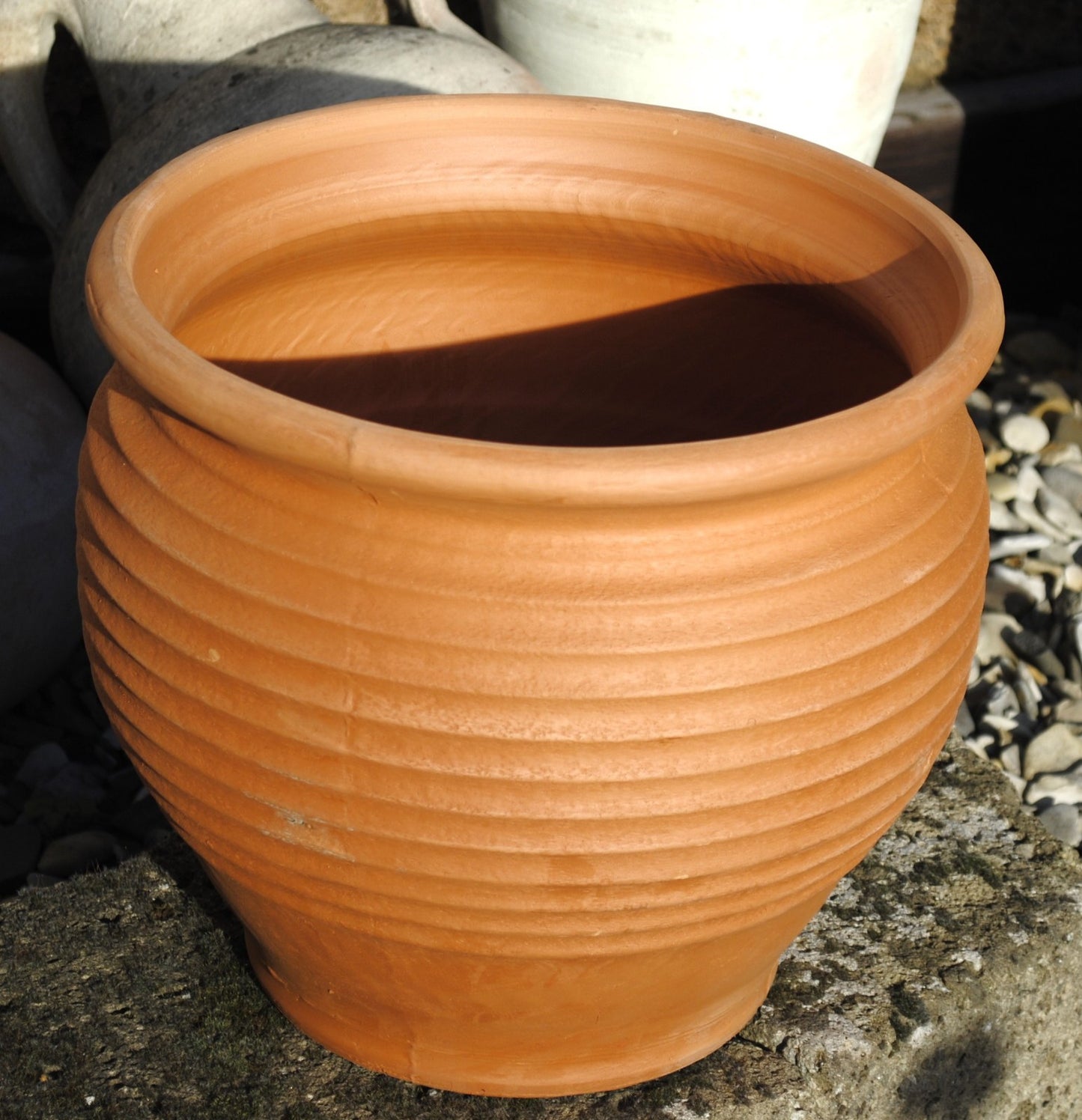 Pflanzkübel,Terracotta,bauchig,mit Muster,Griechenland,Töpferei,31cm Ø