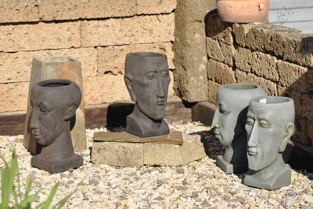 Frauenkopf, bepflanzbar, terracotta ,grau, 41cm, frostbeständig