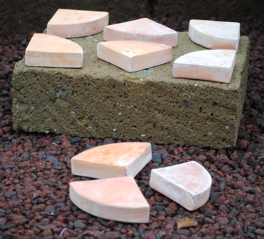 Kübelfüsse, Untersetzer, terracotta, Dreiecke 6er Set ,in 2 Größen erhältlich