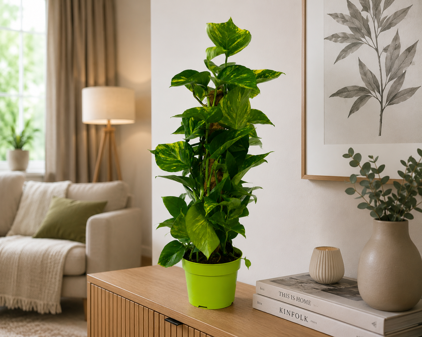 Goldene Efeutute Epipremnum aureum ca. 70cm Zimmerpflanze Rankpflanze Moosstab