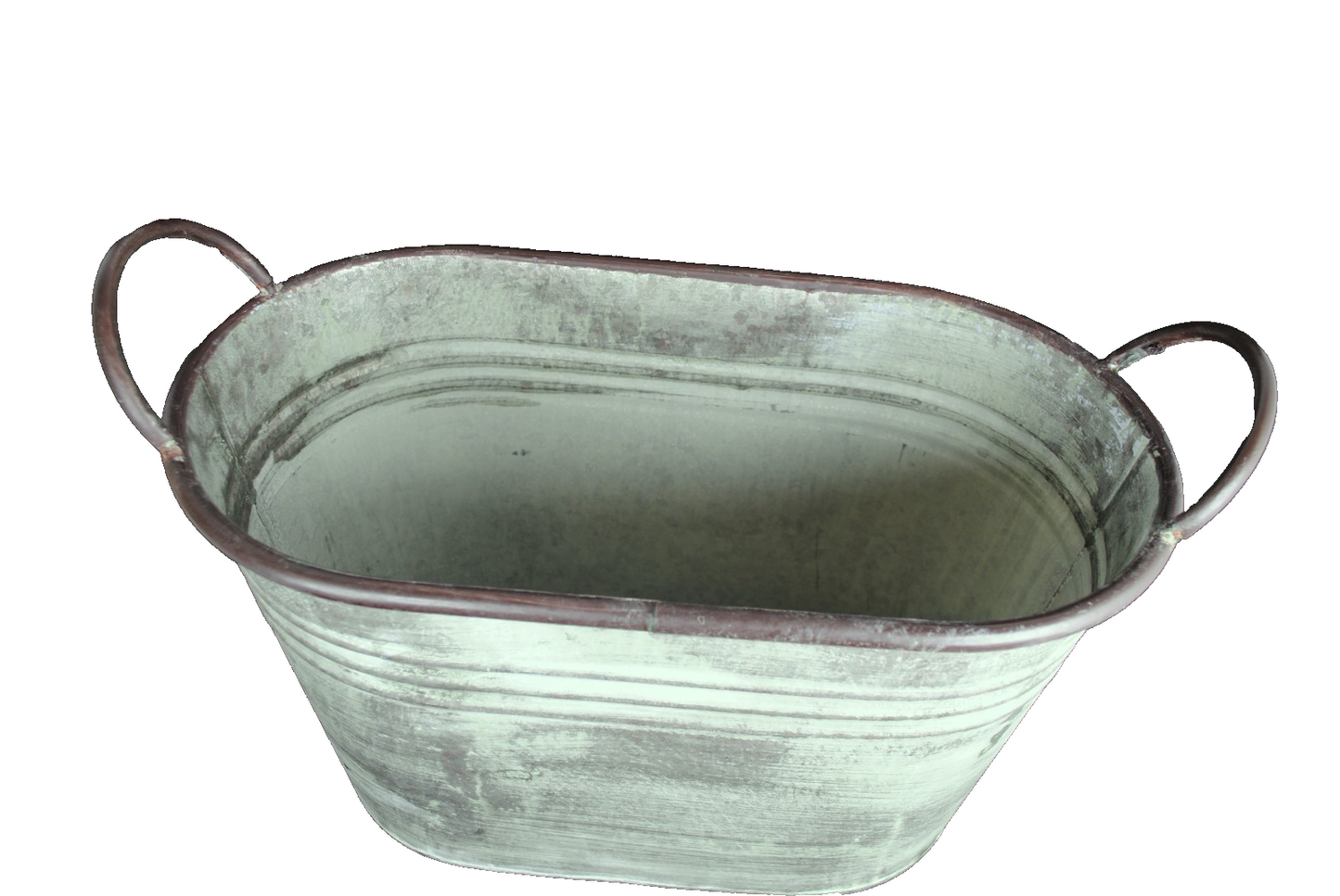 Zinkwanne oval antik-grün Pflanzgefäß 39 5cm Durchmesser Art 120300