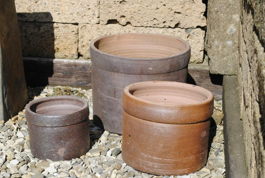 Pflanzkübel,Pflanzgefäß,BlumentopfSteingut,dunkelbraun,frostfest!3 Größen wählbar