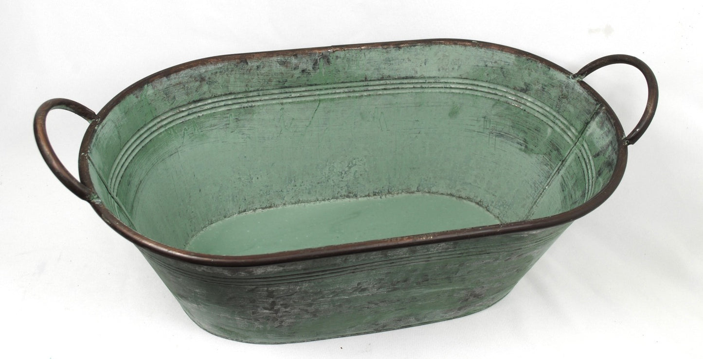 Zinkwanne oval - antik-grün - Pflanzwanne - in 3 Größen lieferbar 36 bis 49cm