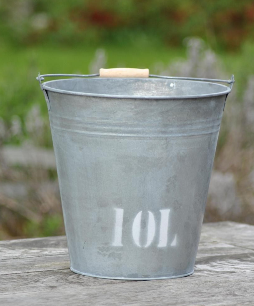 Zinkeimer,ca.10ltr.,Vintage Style mit Aufdruck,10L.als Pflanzgefäß,etc