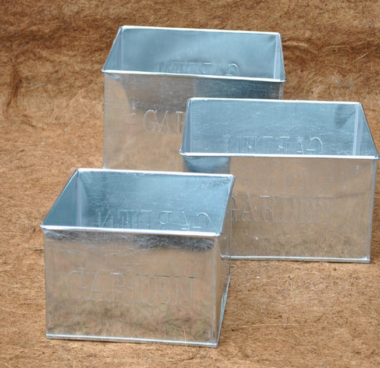 Zinkkästen, 3er Set, schliche Form,Beschriftung "Garden"bepflanzbar, bis 32cm