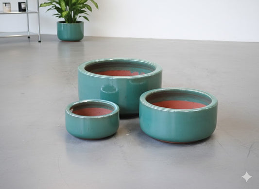 Pflanzschale,Pflanzgefäß,Blumentopf,jadegrün,frostfest 3 Größen wählbar