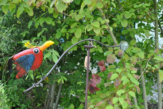 Windspiel,Gartenwippe mit hübschem bunten Metallvogel,100cm hoch,SArt.259