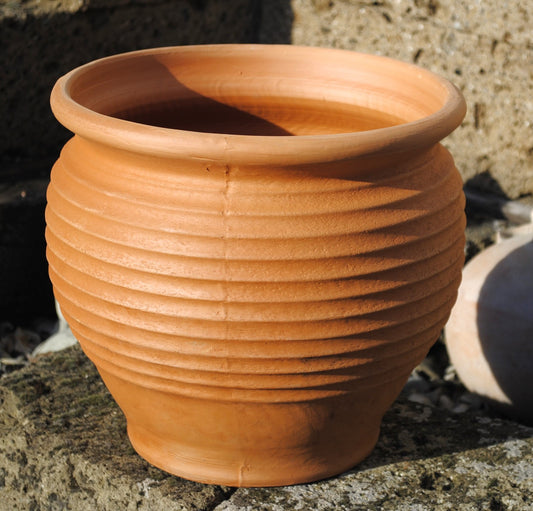 Pflanzkübel,Terracotta,bauchig,mit Muster,Griechenland,Töpferei,31cm Ø