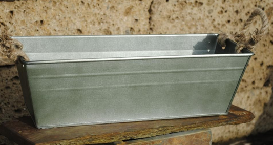 Zinkwanne-kasten mit Kordelgriff,antik-grün,Pflanzgefäß,44cm,Art123183