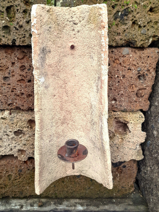 antike spanische Dachpfanne als Kerzenleuchter,Stabkerzen,rustikal,Landhaus,45cm