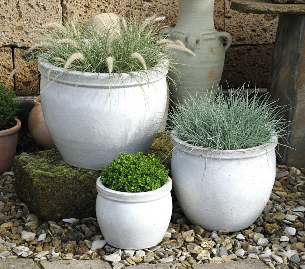Pflanzkübel Pflanzgefäß Blumentopf antik weiß frostfest!3 Größen wählb – GartenGees GmbH