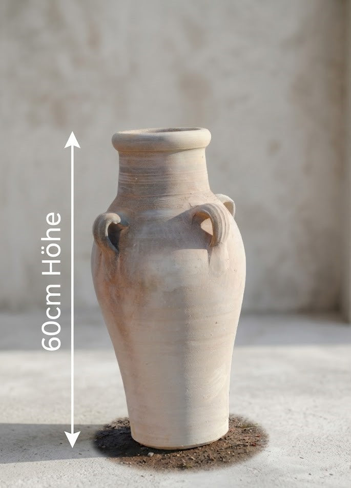Amphore XXL 4 Henkel Terracotta rustikale Tunesische Handarbeit 60cm hoch