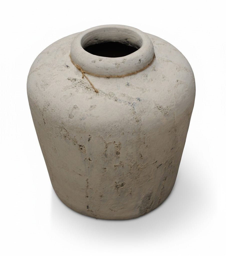 XXL Keramik Bodenvase Yaraya – Rustikales Design – Beige Old Sand – Unikat-45 cm