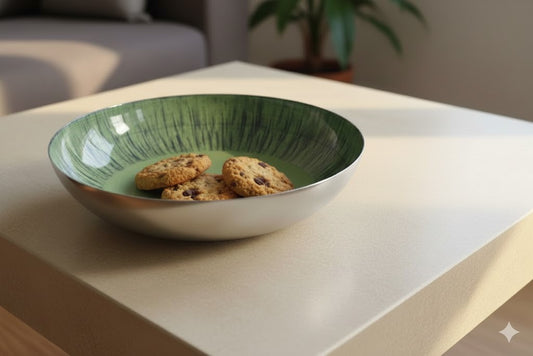 Dekoschale,Metallschale,Edelstahl,farbig emailliert,4 Größen und 2 Farben