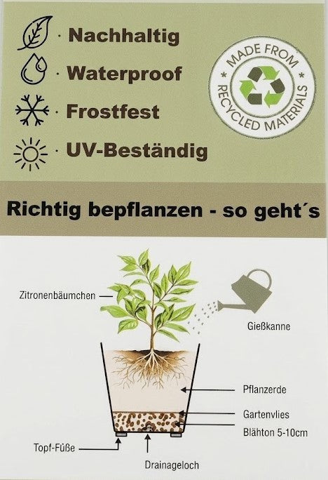 Pflanzkübel Ø 23cm – Glasur-Optik Mintgrün – Unzerbrechlich Frostfest & leicht