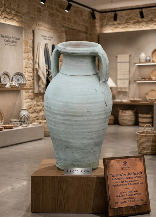 Amphore Vase mit 2 Henkeln Terracotta Tunesische Handarbeit ca.50cm hoch