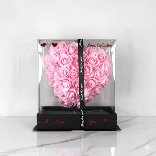 Rosenherz Box Geschenk Frauentag – Deko Herz aus Kunstrosen,15cm,4 Farben