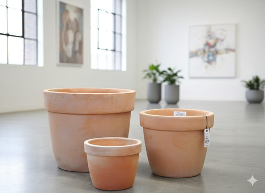 Pflanzkübel,konisch,Rand,Blumentopf,Terracotta hell,frostfest!3 Größen wählbar