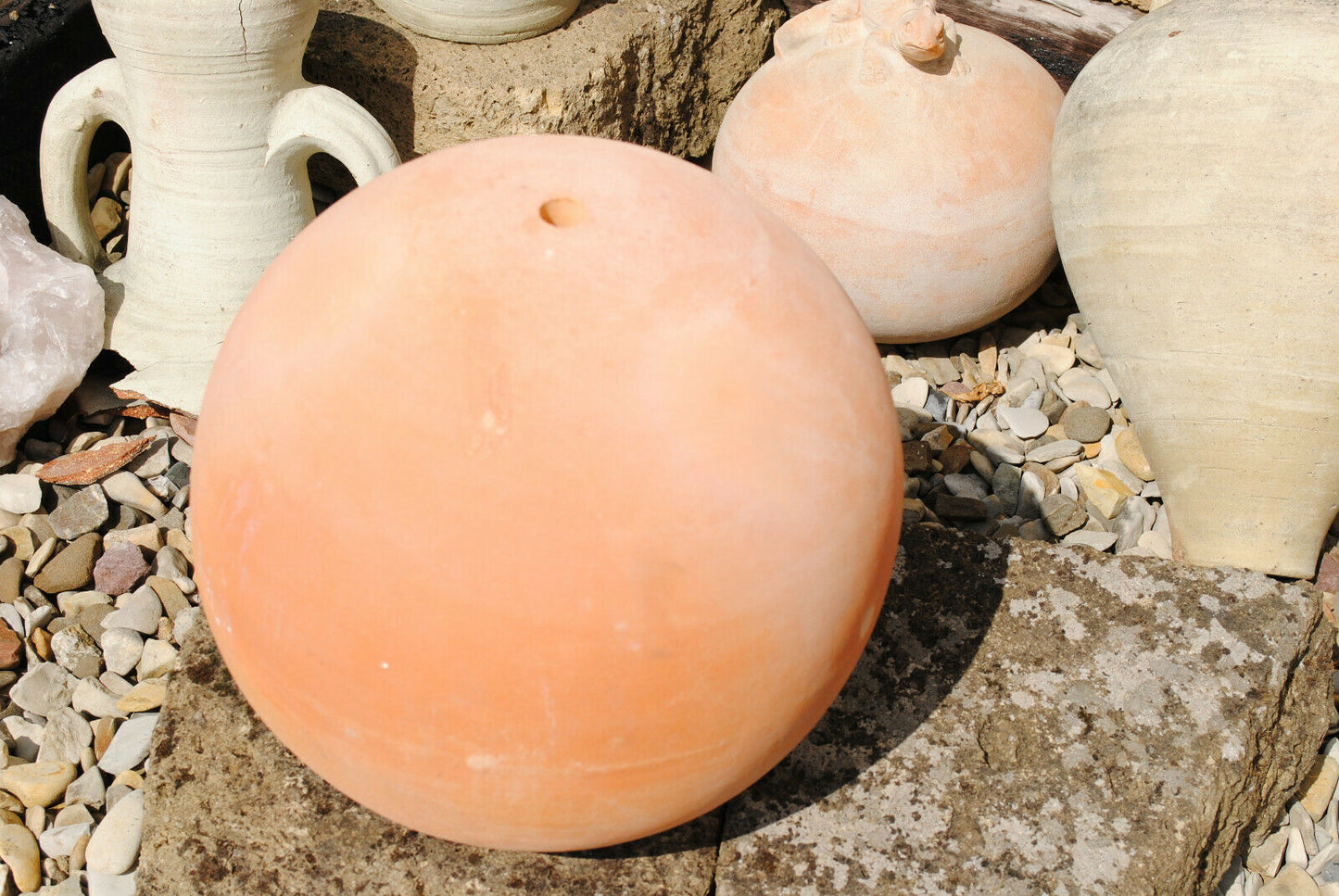 Terracottakugel mit Bohrung 16mm,für Wasserspiele,Wasserspeier,3 Größen wählbar