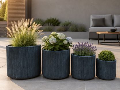 Pflanzkübel Graphite Geriffelt Cylinder Blumentopf Frostfest Innen & Aussen