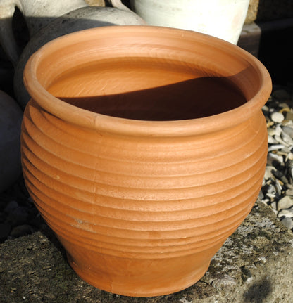 Pflanzkübel,Terracotta,bauchig,mit Muster,Griechenland,Töpferei,31cm Ø