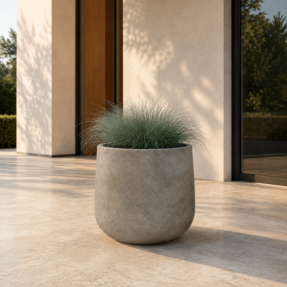 Pflanzkübel Blumentopf Betonoptik Grau für Innen & Außen Garten