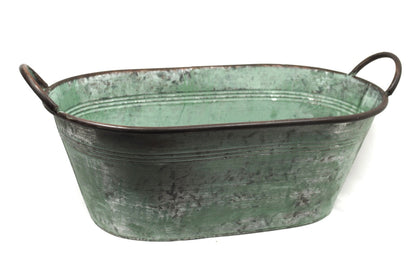 Zinkwanne oval - antik-grün - Pflanzwanne - in 3 Größen lieferbar 36 bis 49cm
