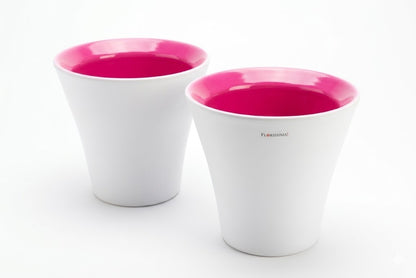 Orchideentopf Keramik Übertopf Hochglanz Weiß/Pink Pflanztopf XL-Format 17 cm