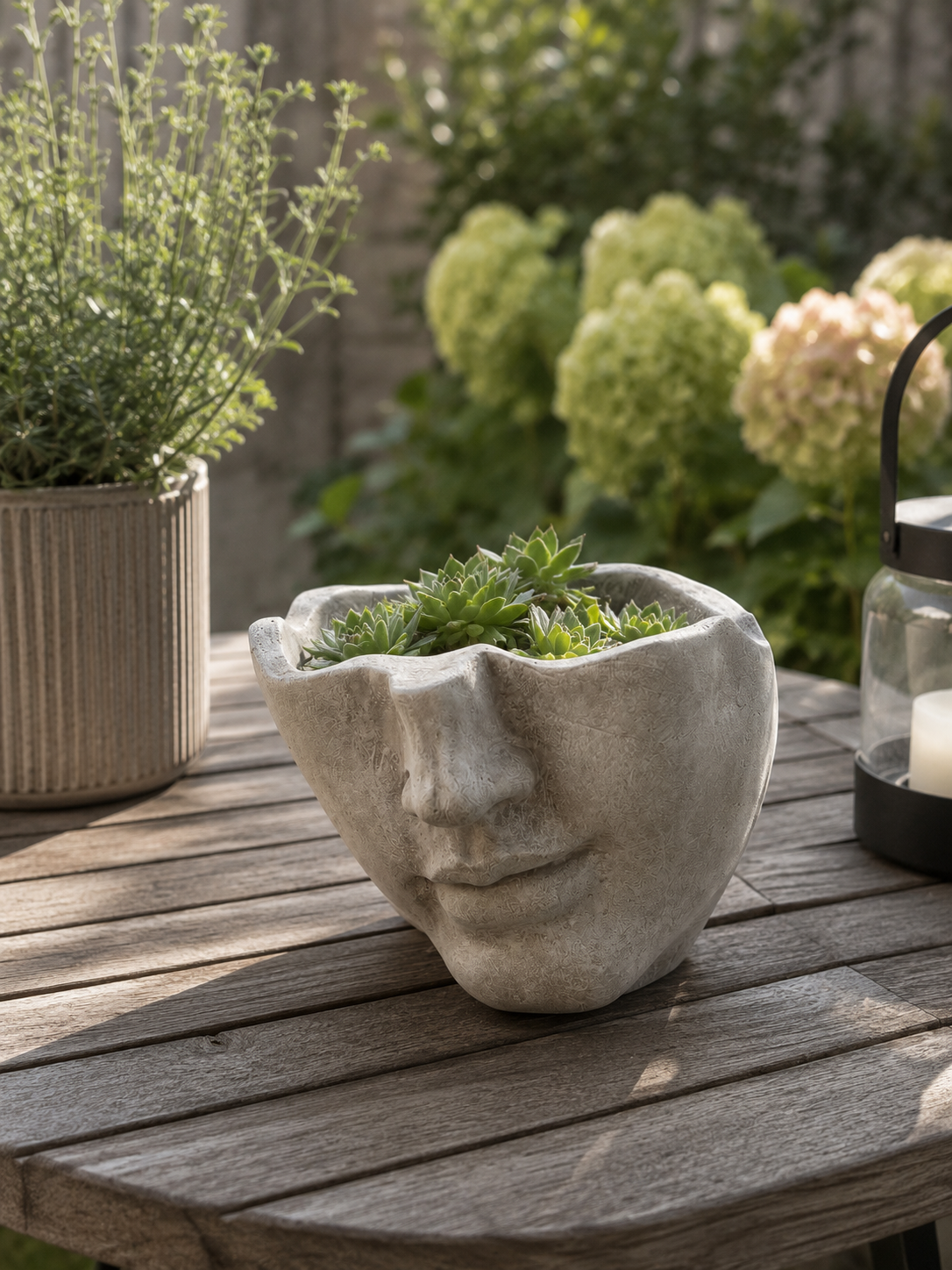 Pflanzkopf Beton Pflanzgefäß Gesicht Blumentopf Deko Kopf Innen Außen Varianten