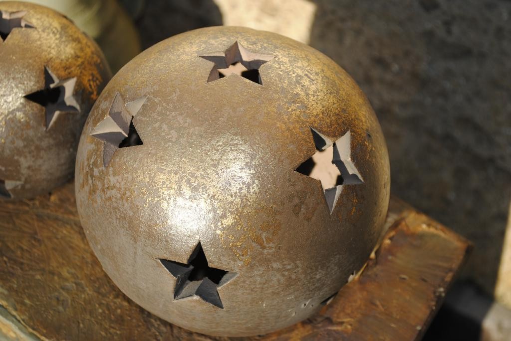 Sternkugel,Windlicht,Terracotta,frostfest,in gold oder silber,2 Größen wählbar