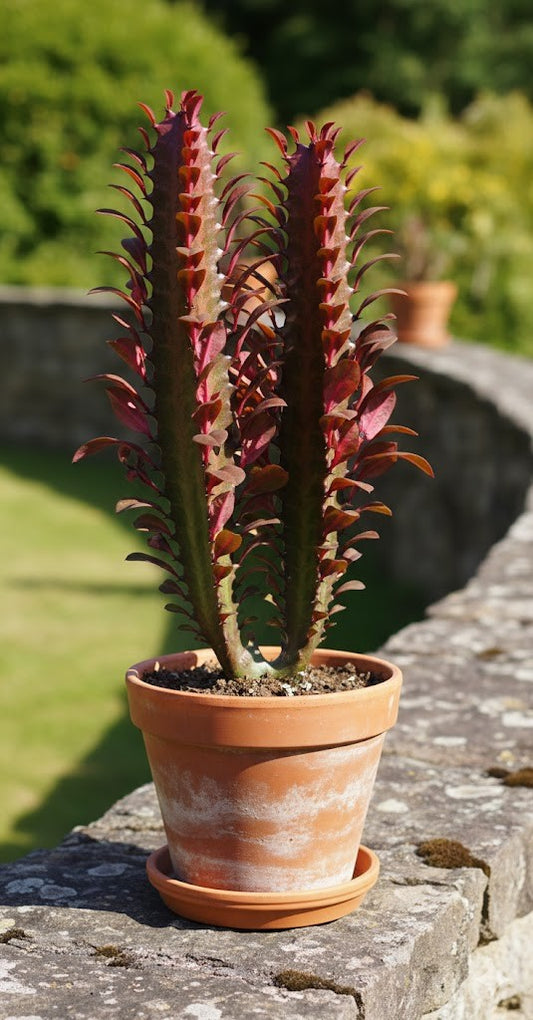 Euphorbia Trigona rubra 25cm hoch- Afrikanischer Milchbaum,Sukkulente, 12cm Topf
