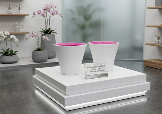 Orchideentopf Keramik Übertopf Hochglanz Weiß/Pink Pflanztopf XL-Format 17 cm