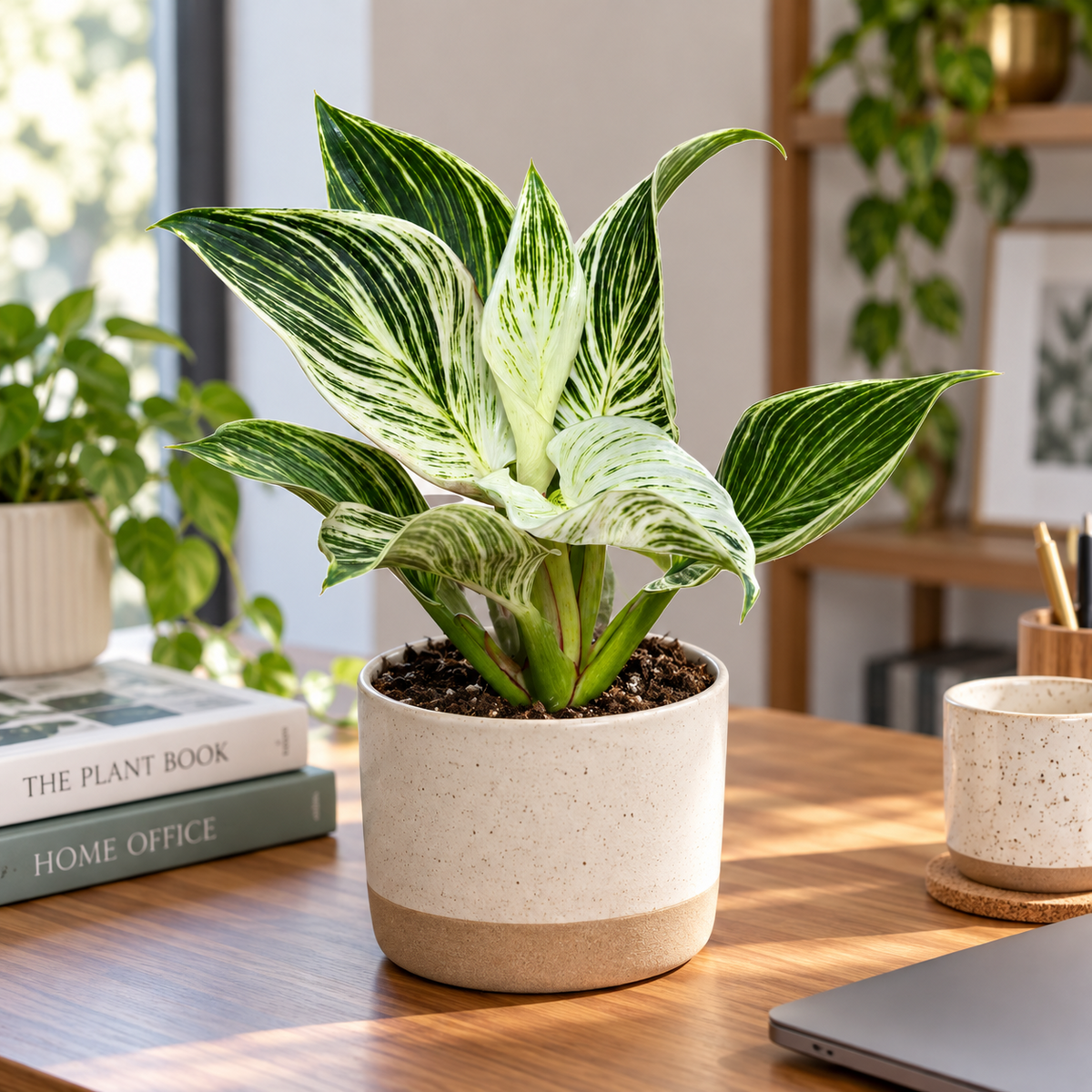 Philodendron Birkin ca. 30 cm Zimmerpflanze weiß-grün gestreift pflegeleicht
