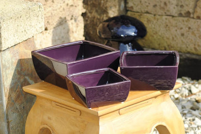 Schalenset aus Keramik aktuelles aubergine Floristik Grünpflanzen Dekoschalen