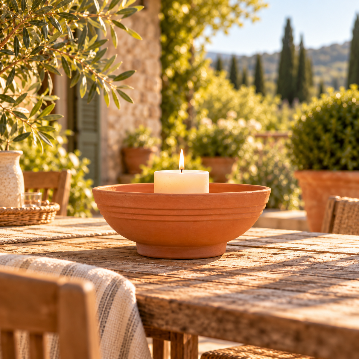 Terracotta Pflanzschale 25 cm Tonschale mit Ablaufloch Grab Garten Deko Schale