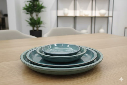 Vogeltränke,Untersetzer,wunderschönes jadegrün,glasiert,4 Größen wählbar