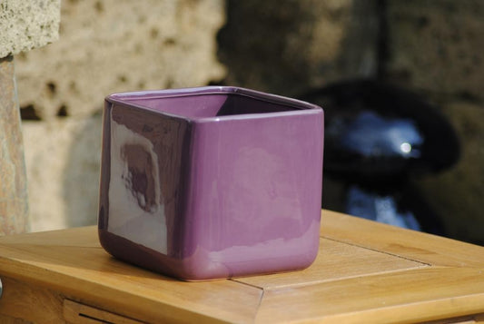 Übertopf,eckig,Keramiktopf für den Innenbereich,sehr modern,aubergine,15cm