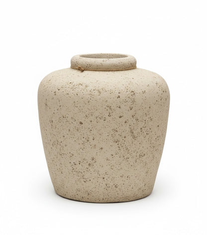 XXL Keramik Bodenvase Yaraya – Rustikales Design – Beige Old Sand – Unikat-45 cm