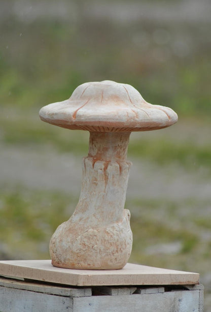 Pilz aus Terracotta – Handarbeit – Frostfest – XL Gartenfigur Dekoration - 37 cm