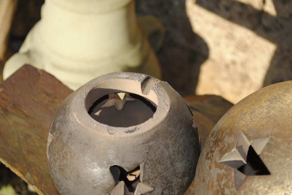 Sternkugel,Windlicht,Terracotta,frostfest,in gold oder silber,2 Größen wählbar
