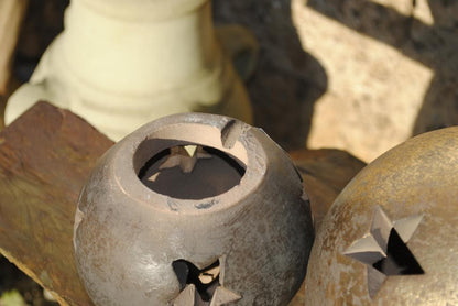 Sternkugel,Windlicht,Terracotta,frostfest,in gold oder silber,2 Größen wählbar