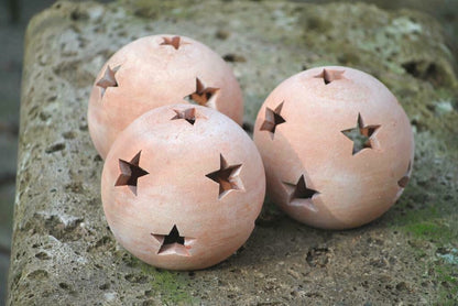 Terracottakugel,Sternkugel,frostbeständig,Windlicht,3er Set,3 Größen wählbar