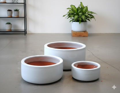Pflanzschale,Pflanzgefäß,Blumentopf,antik weiß,frostfest 3 Größen wählbar