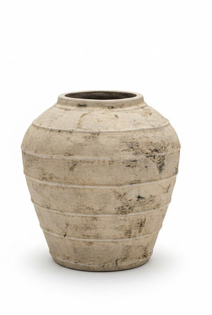 XXL Keramik Bodenvase Yaraya – Rustikales Design – Beige Old Sand – Unikat-44 cm