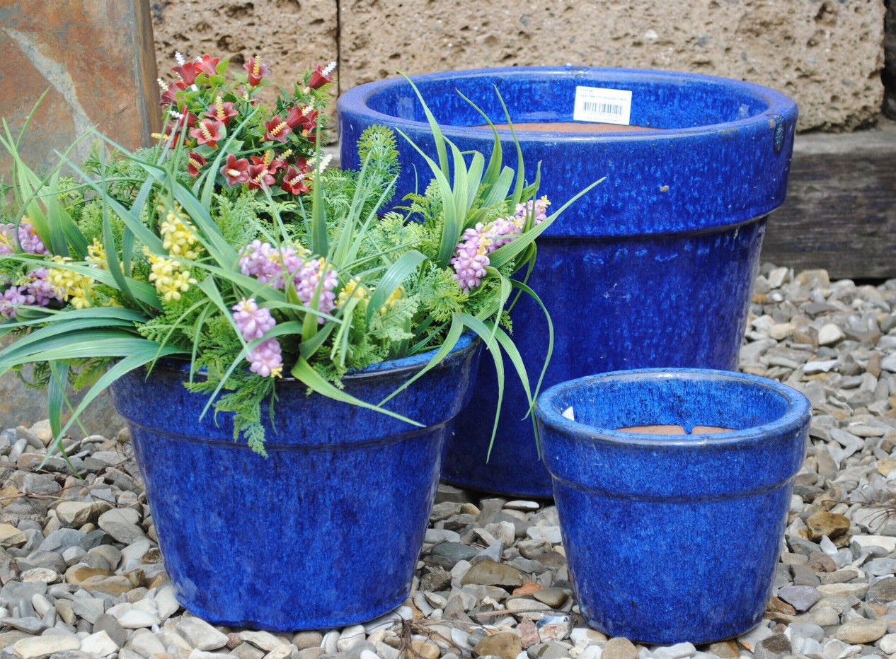 Pflanzkübel basic,Pflanzgefäß,Blumentopf,tolles blau,frostfest!3 Größen wählbar