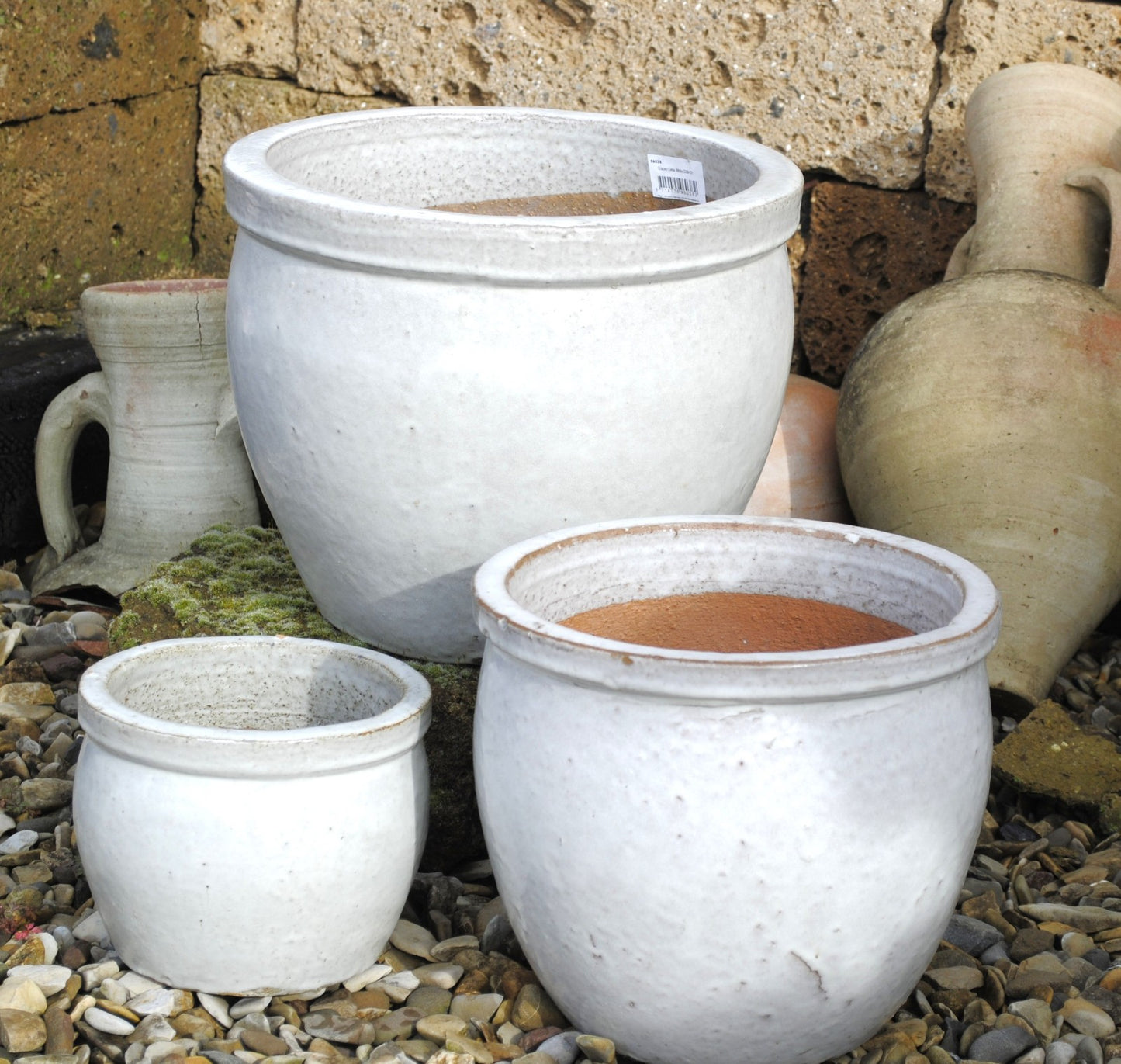 Pflanzkübel,Pflanzgefäß,Blumentopf,antik weiß ,frostfest!3 Größen wählbar