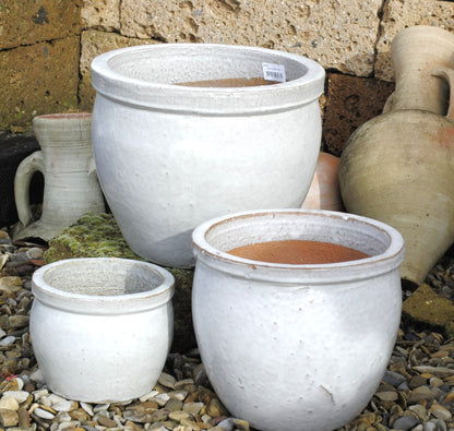 Pflanzkübel,Pflanzgefäß,Blumentopf,antik weiß ,frostfest!3 Größen wählbar