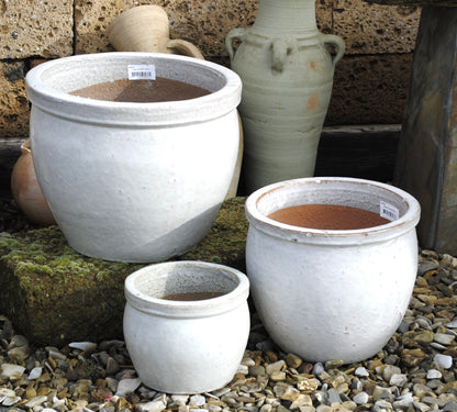 Pflanzkübel,Pflanzgefäß,Blumentopf,antik weiß ,frostfest!3 Größen wählbar