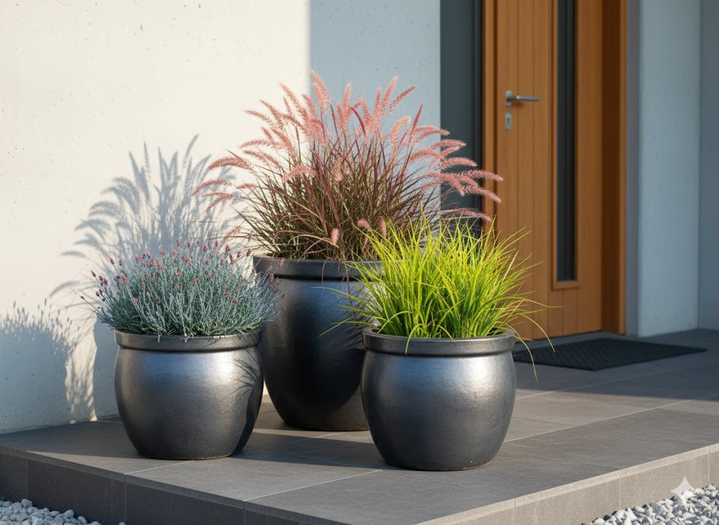 Pflanzkübel,Pflanzgefäß,Blumentopf,anthrazit/schwarz ,frostfest!3 Größen wählbar
