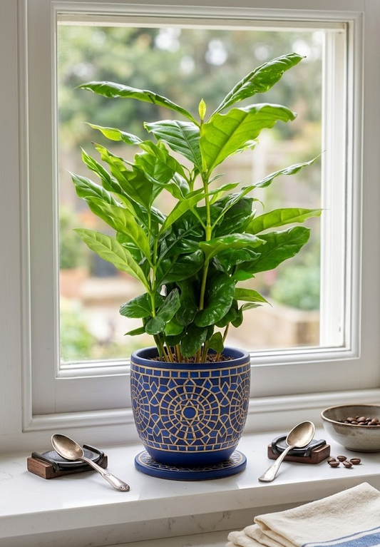 Kaffee Pflanze Coffea Arabica ca. 40cm hoch Glanzblatt Zimmerpflanze Kaffeebaum